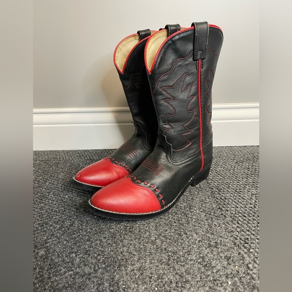 Dan Post Womens Cowboy Cowgirl Country Western Red Black Boots Size 5.5